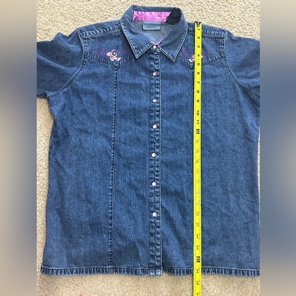 Vintage Wrangler Blues Women’s Large Denim Pearl Snap Shirt - Picture 7 of 7